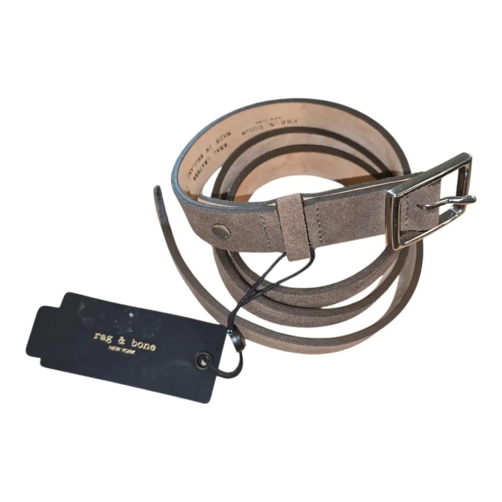 Rag‎ & Bone New York Suede Leather Skinny Belt Designer Silver Buckle Meduim New